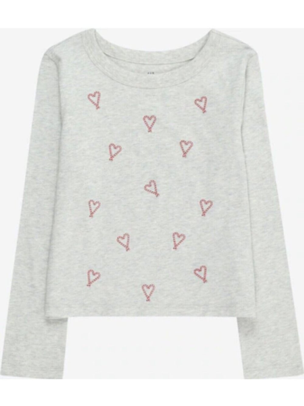 GAP KIDS Long Sleeve Shirt Top Candy Cane Heart Organic Cotton Christmas XS 4-5
